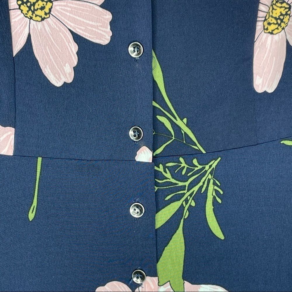 JustFab || pink floral navy fit and flare dress - Picture 7 of 10